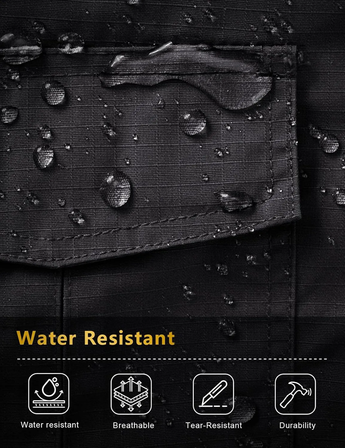 Mens Cargo Pants Waterproof Hiking Pants for Men Ripstop Tactical Pants Multi Work Pants with 7 Pockets