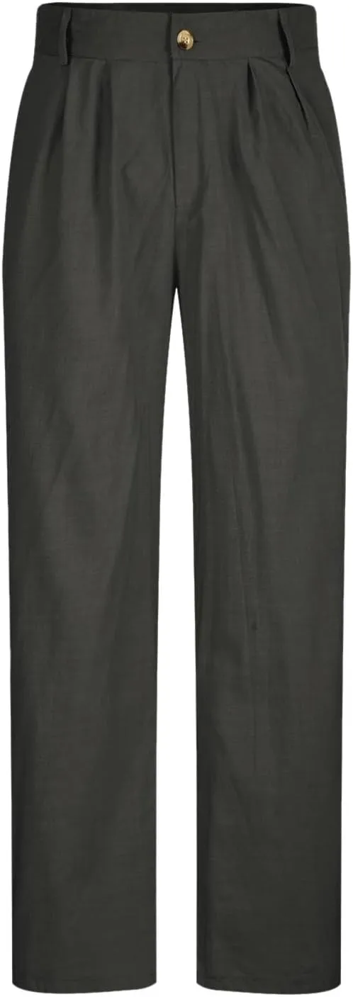Mens Casual Linen Pants Loose Fit Elastic Drawstring Waist Straight-Legs Summer Yoga Beach Long Pants Trousers