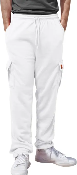 Men's Casual Pants Mens Athleisure and Fleece Bunched Feet Multi Pocket Cargo Pants Open Bottom Athletic Pants Black