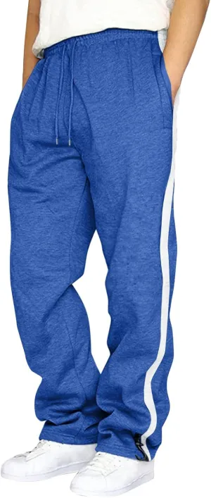Mens Casual Pants with Zipper Mid-Waist Sports Drawstring Casual Men's Pockets Pants Pants Lightweight Lounge Pants