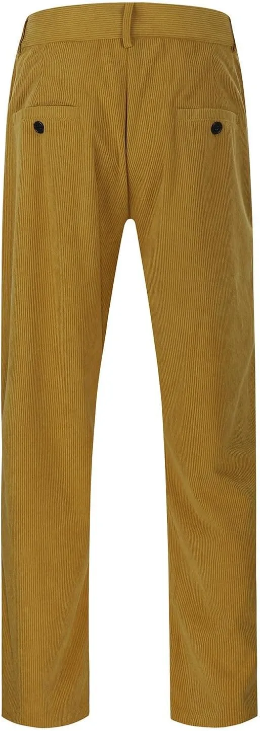 Mens Corduroy Pants Straight Leg Tapered Pants Elastic Waist Baggy Comfy Casual Lounge Trousers with Pockets 2025