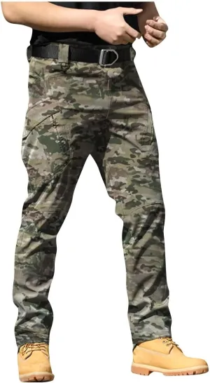 Mens Cotton Athletic Pants Multi Pocket Cargo Pants Men's Casual Pants Outdoor Wear Plus Size Running Jogging Pants