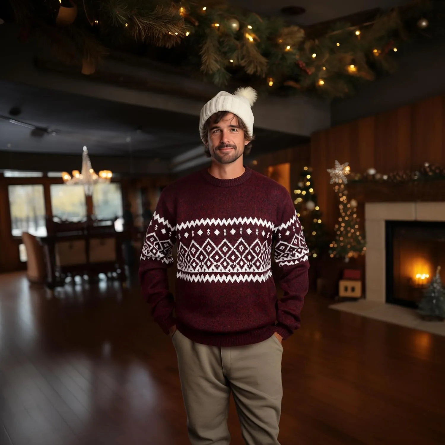 Mens Fleece Pullovers Sweaters Vintage Funny Aesthetic Sweater Ugly Christmas Jumper