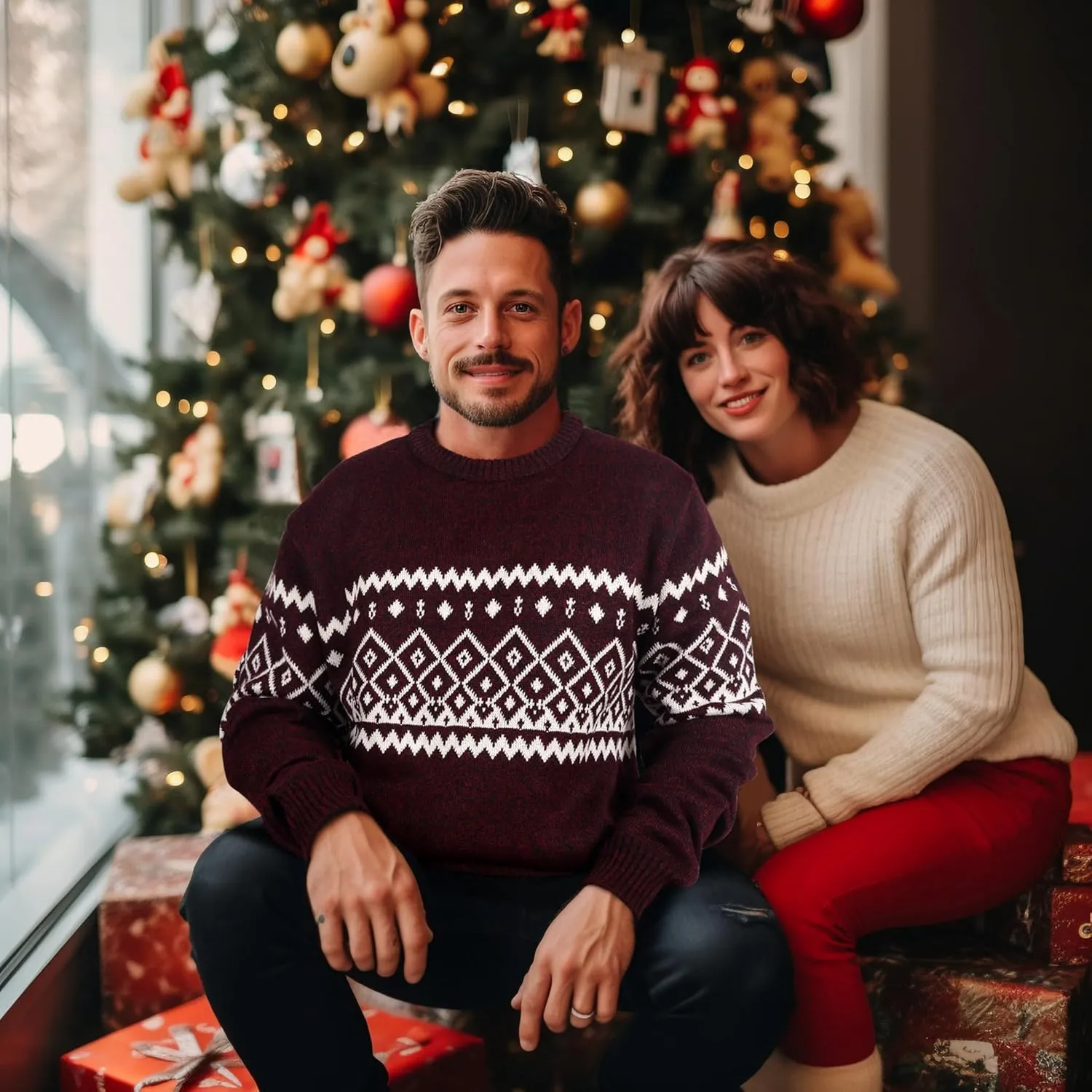 Mens Fleece Pullovers Sweaters Vintage Funny Aesthetic Sweater Ugly Christmas Jumper