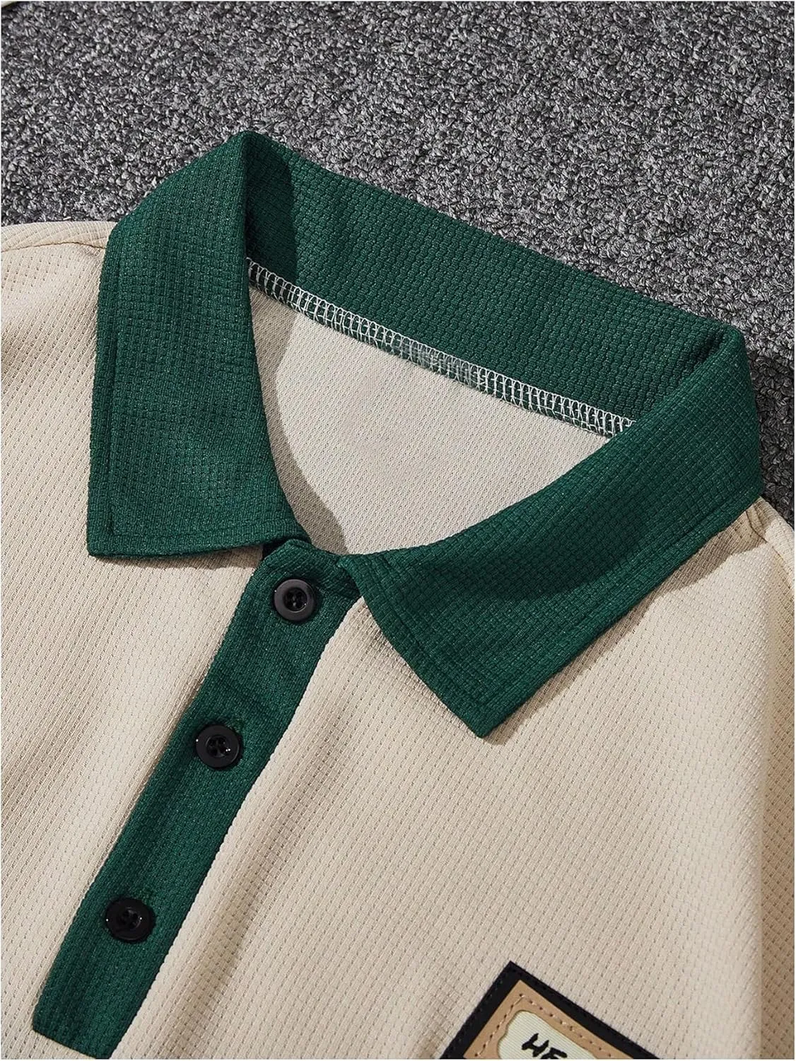 Men's Graphic Long Sleeve Sweatshirt Drop Shoulder Button Collared Neck Pullovers