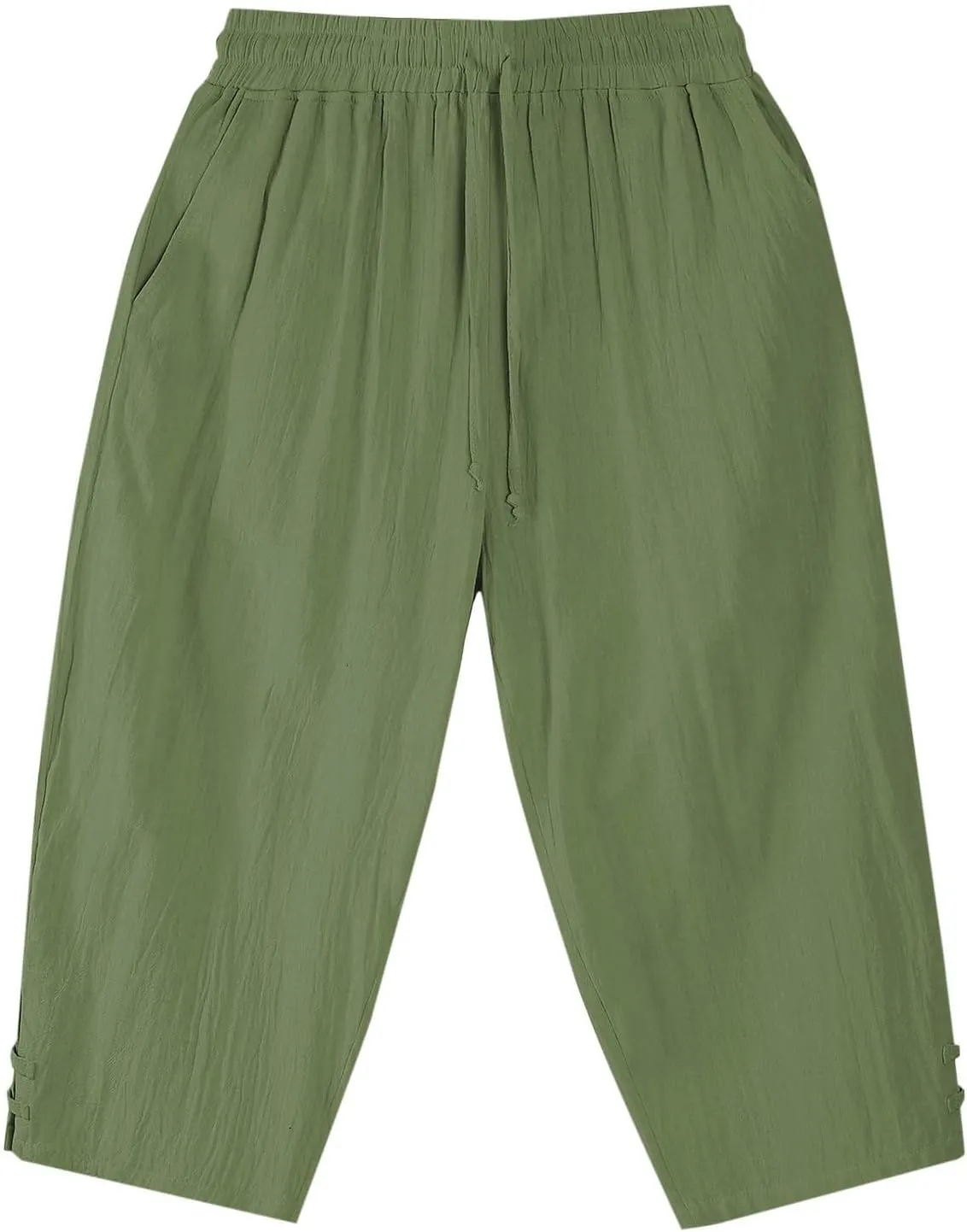 Men's Linen Pants Casual Pants Drawstring Beach Trousers Relaxed-Fit Yoga Pants Summer Elastic Waist Pants