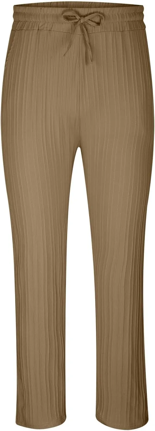 Men's Linen Pants Casual Pants Relaxed-Fit Beach Trousers Summer Yoga Pants Drawstring Elastic Waist Pants