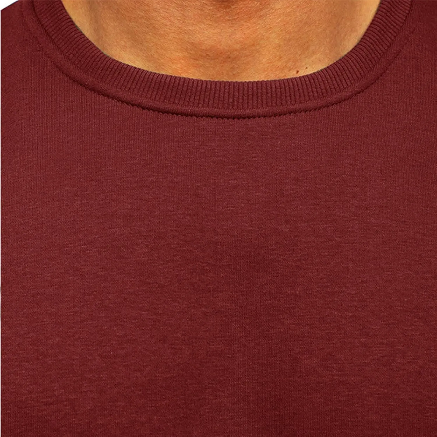 Mens Long Sleeve Round Neck Tops Solid Sweatshirts Pullover Sweatshirt Fall Winter Warm Fleece Sweatshirt Tops