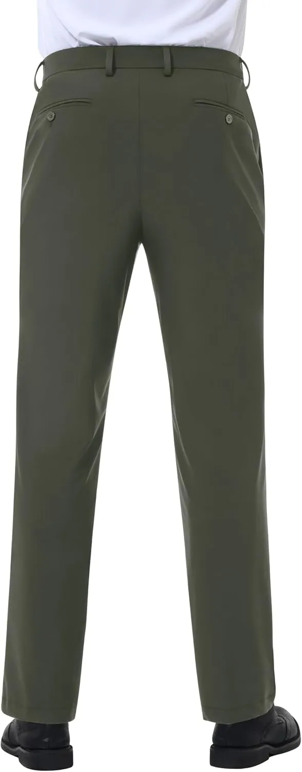 Mens Stretch Dress Pants Slim Fit Dress Pants for Men Expandable Waist Dress Pants Casual Athletic Golf Pants