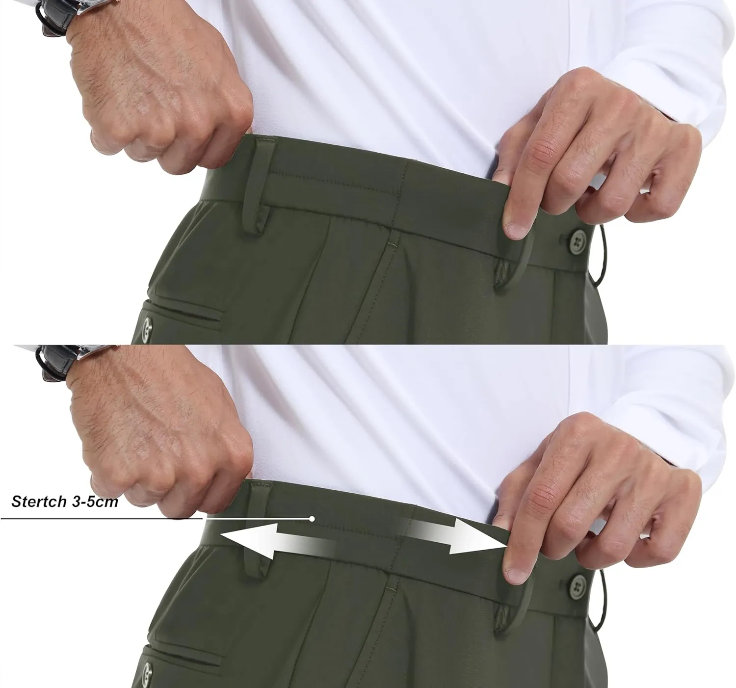 Mens Stretch Dress Pants Slim Fit Dress Pants for Men Expandable Waist Dress Pants Casual Athletic Golf Pants