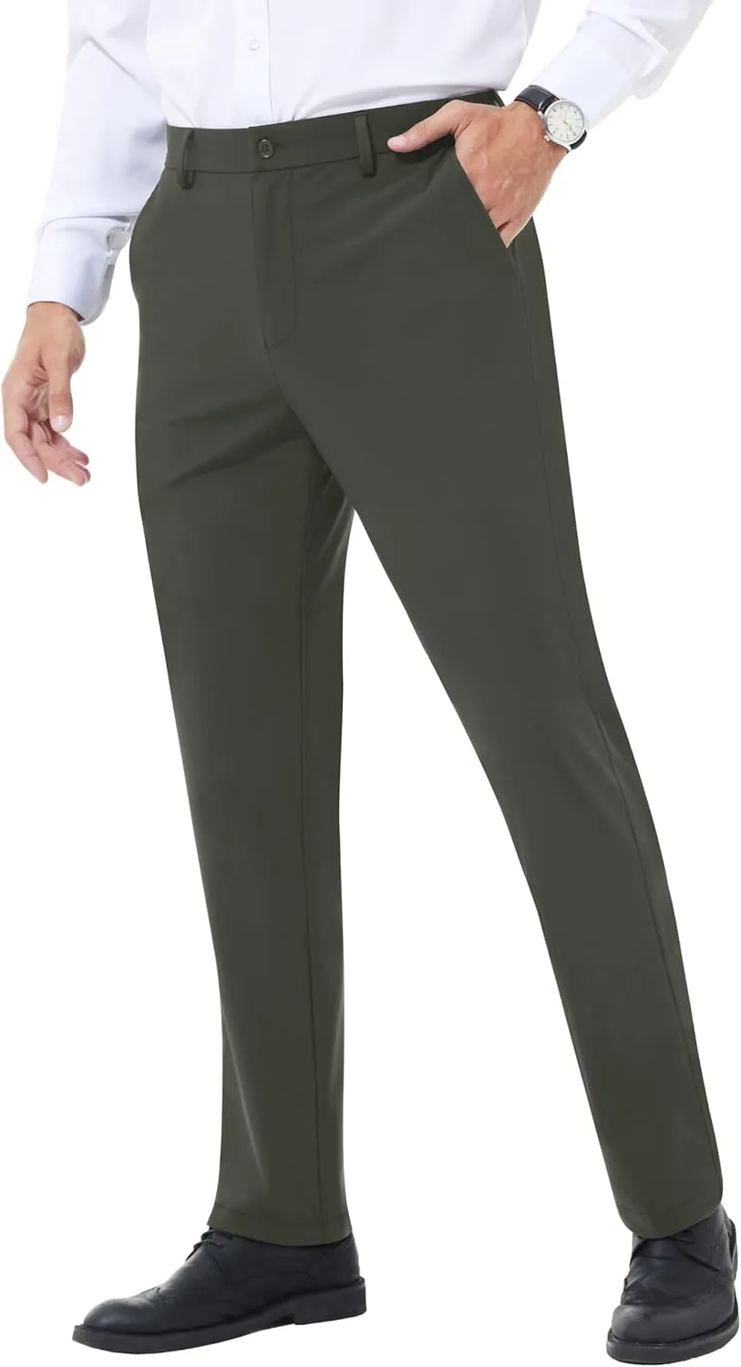 Mens Stretch Dress Pants Slim Fit Dress Pants for Men Expandable Waist Dress Pants Casual Athletic Golf Pants