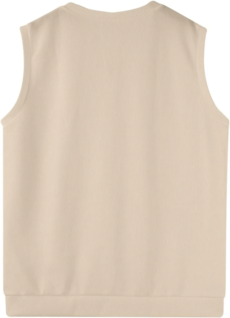 Mens Sweater Vest Relaxed Fit V Neck Sleeveless Knitted Pullover Casual Spring and Fall Sweater Vest