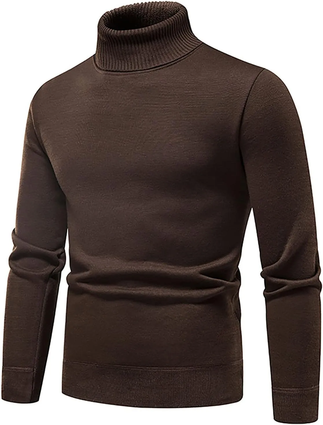 Men's Sweaters Ribbed Slim Fit Knitted Pullover Autumn Winter Turtleneck Solid Color Sweater Men, M-4XL