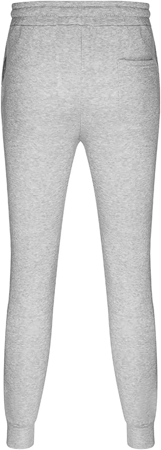 Mens Sweatpants Heavyweight Jogger Pants, Casual Fleece Cargo Stretch Elastic Waist Workout Wide Leg Drawstring Trousers