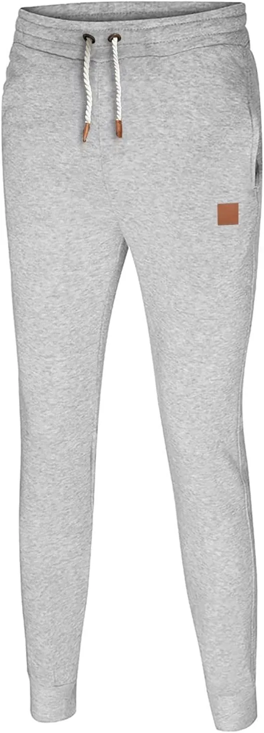 Mens Sweatpants Heavyweight Jogger Pants, Casual Fleece Cargo Stretch Elastic Waist Workout Wide Leg Drawstring Trousers
