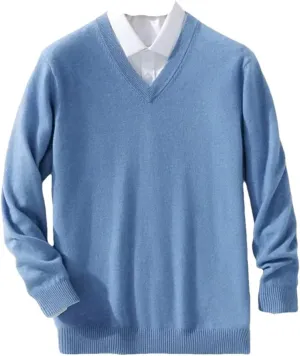 Mens V-Neck Solid Color Pullovers Sweaters Knitting Long Sleeves Casual Jumpers Tops