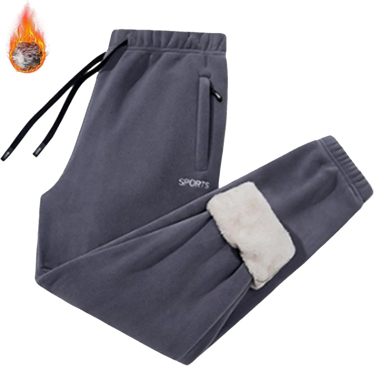 Men's Winter Fleece Pants Pants Trousers Casual Pants Drawstring Elastic Waist Straight Leg Plain Lined Pants for