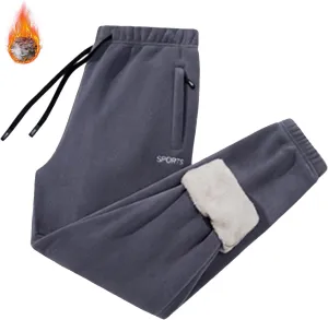 Men's Winter Fleece Pants Pants Trousers Casual Pants Drawstring Elastic Waist Straight Leg Plain Lined Pants for
