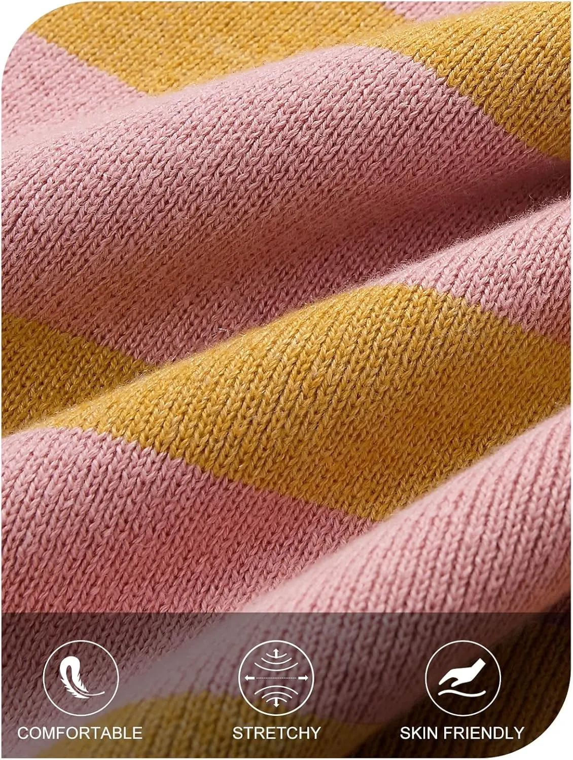 MEROKEETY Women's 2 Piece Sweater Lounge Sets Striped Long Sleeve Shorts Oversized Matching Outfits