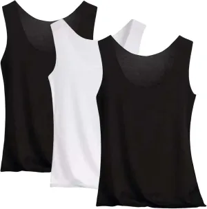 Miyaomn 3PC Ice Silk Tank Tops for Women Scoop Neck Modal Camisole Basic Seamless Sleeveless Stretch Yoga Camis Undershirts