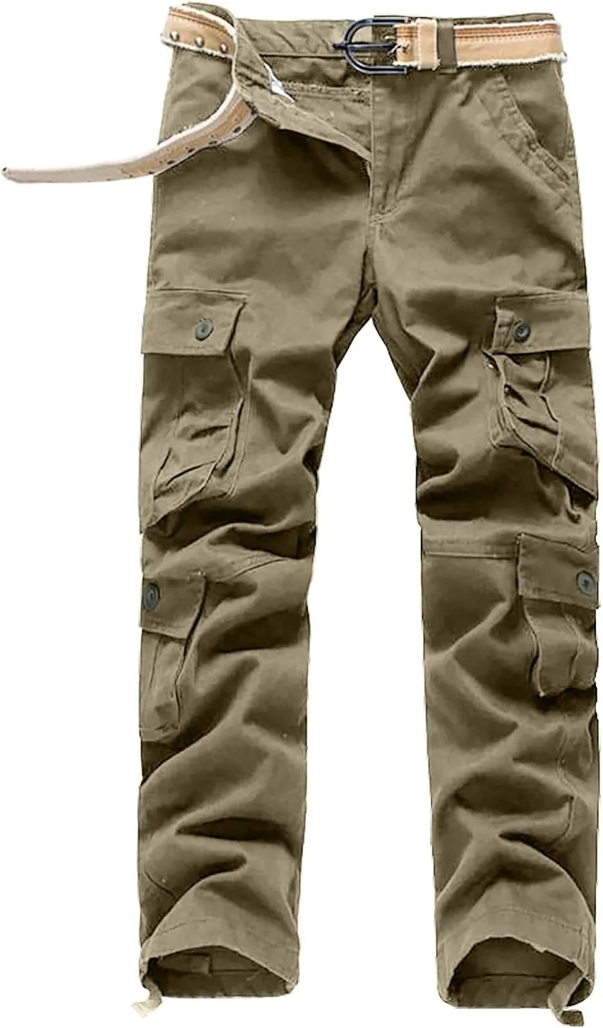NATHGAM Men's Straight Cargo Pants Multi Pockets Casual Outdoor Hiking Pants Baggy Fit Tactical Cargo Pants Lightweight Pants