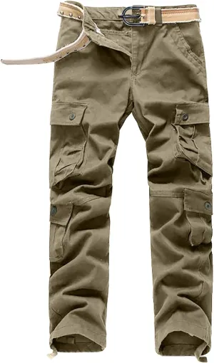 NATHGAM Men's Straight Cargo Pants Multi Pockets Casual Outdoor Hiking Pants Baggy Fit Tactical Cargo Pants Lightweight Pants