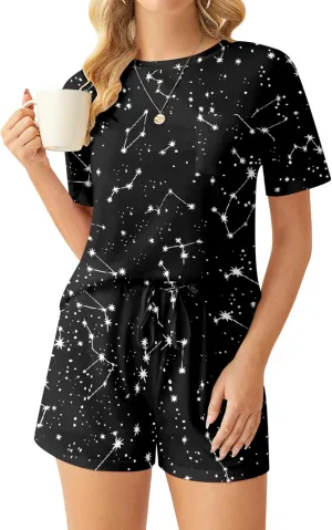 NORACORA Pajamas Set for Women 2 Piece Tie Dye Lounge Set Casual Crew Neck Pj Sets Cute Loungewear Outfits with Pockets