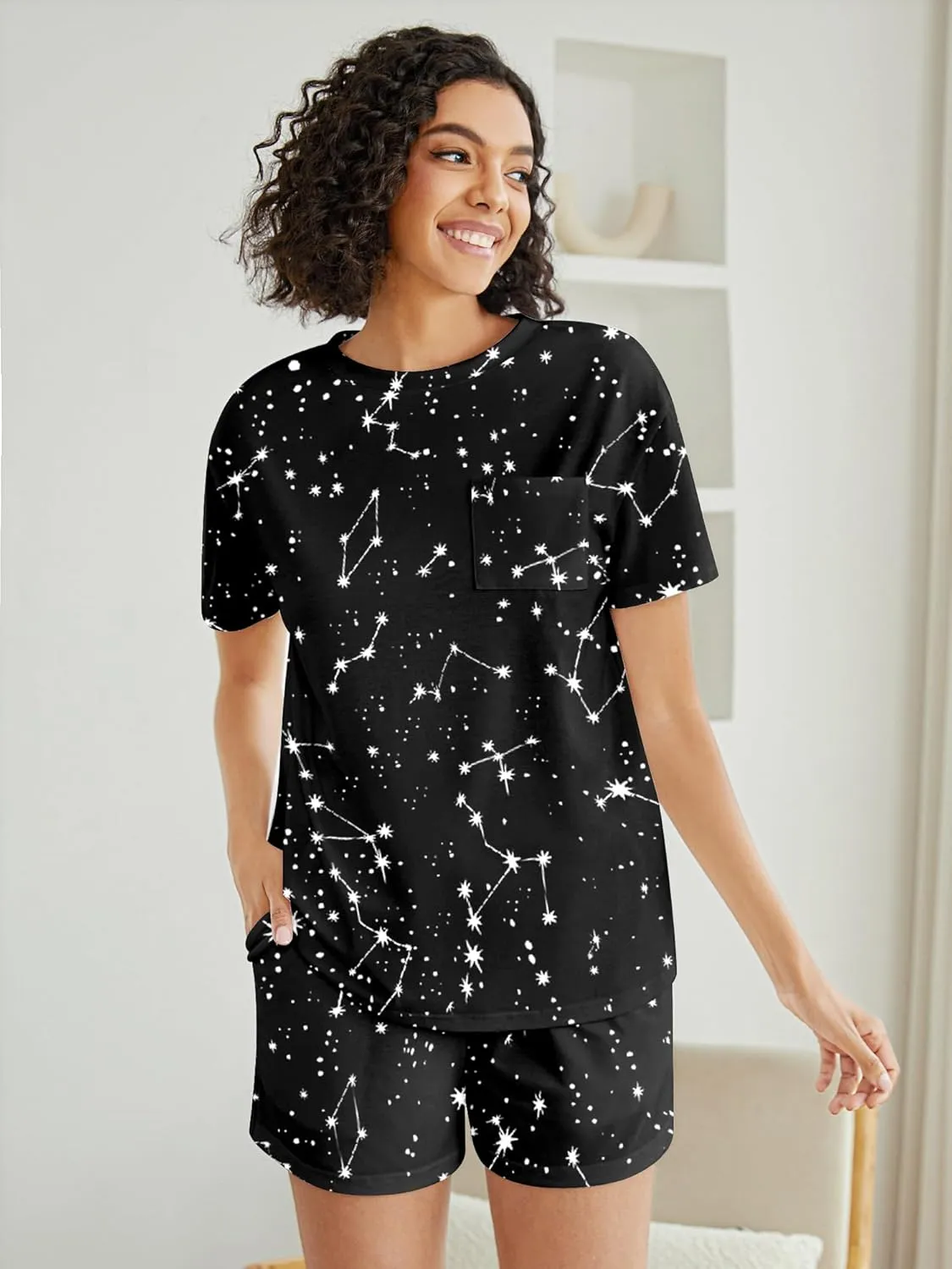 NORACORA Pajamas Set for Women 2 Piece Tie Dye Lounge Set Casual Crew Neck Pj Sets Cute Loungewear Outfits with Pockets