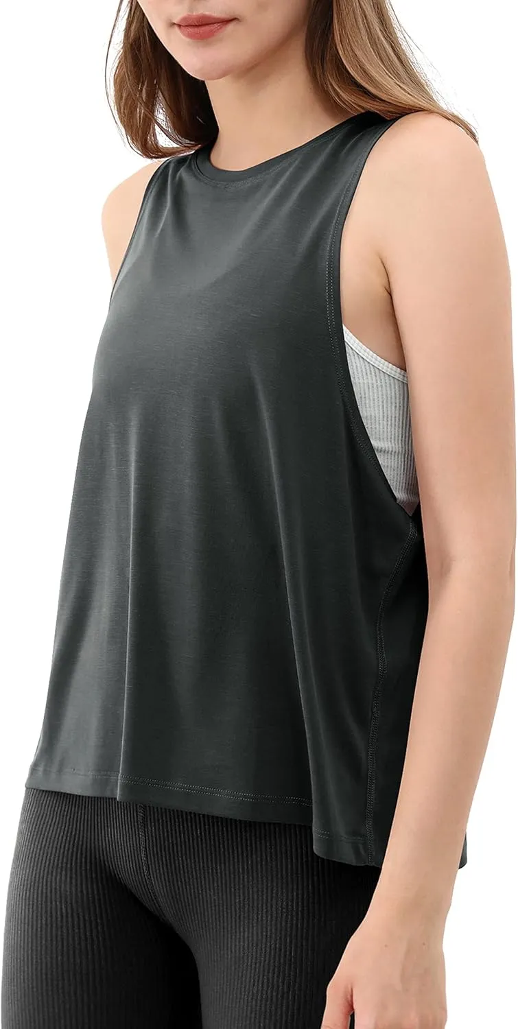 ODODOS 3-Pack Loose Tank Tops for Women Sleeveless Gym Athletic Workout Tops Yoga Shirts