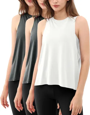 ODODOS 3-Pack Loose Tank Tops for Women Sleeveless Gym Athletic Workout Tops Yoga Shirts
