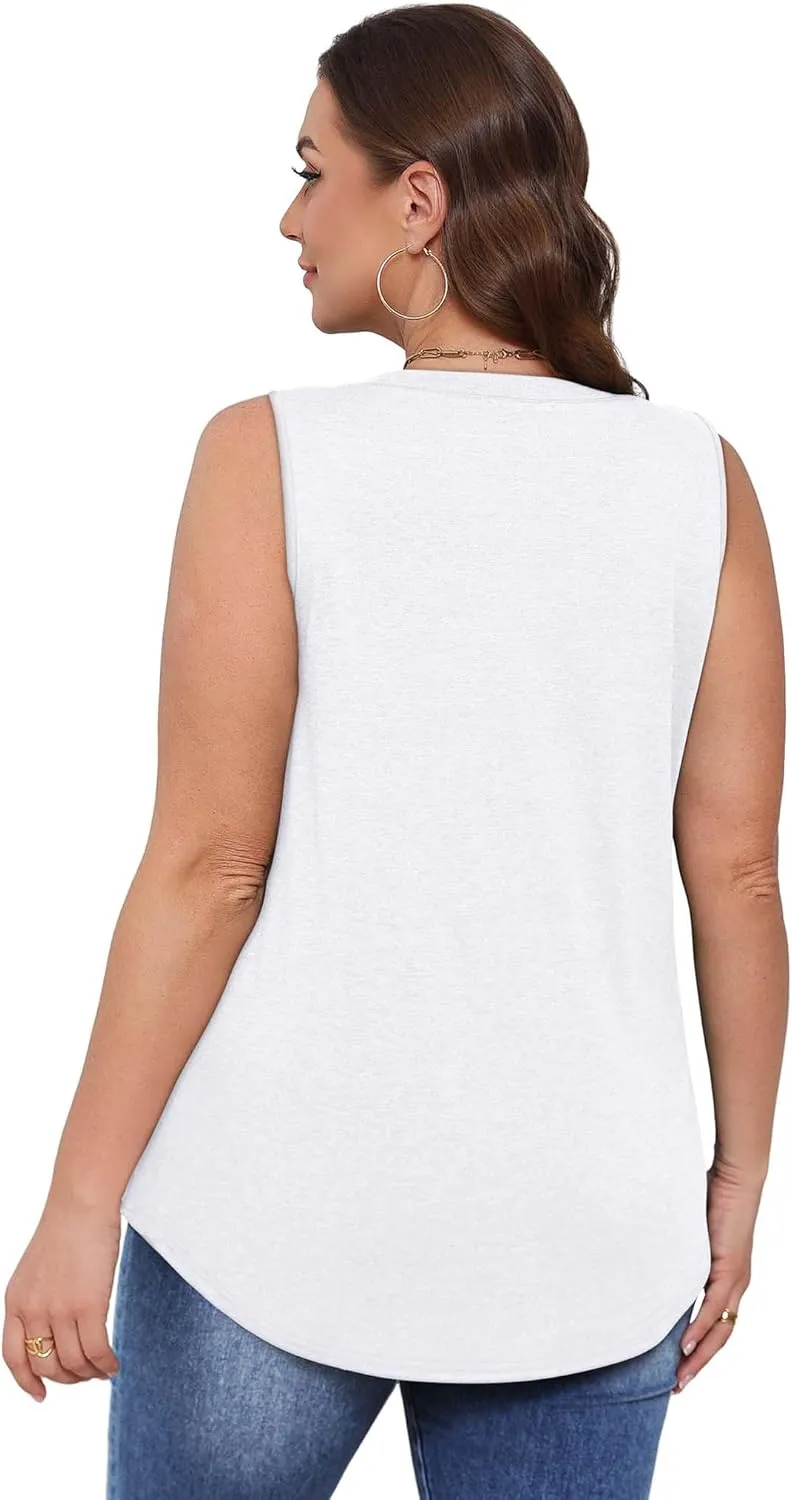 OFEEFAN Womens Tank Tops 2025 Loose Fit Casual V Neck Shirts Flowy Sleeveless Summer Tops