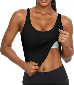 Oplxuo Womens Shelf Bra Tank Tops Sleeveless Scoop Neck Workout Camis Yoga Shirt Solid Color Slim Fitted Undershirt