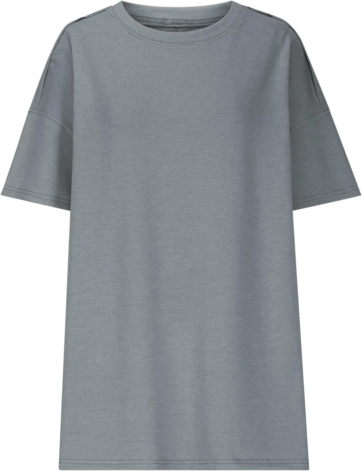 Oversized Tshirts for Women Patchwork Side Slit Summer Tops Crewneck Short Sleeve Shirts Blouses Workout Y2k Clothing