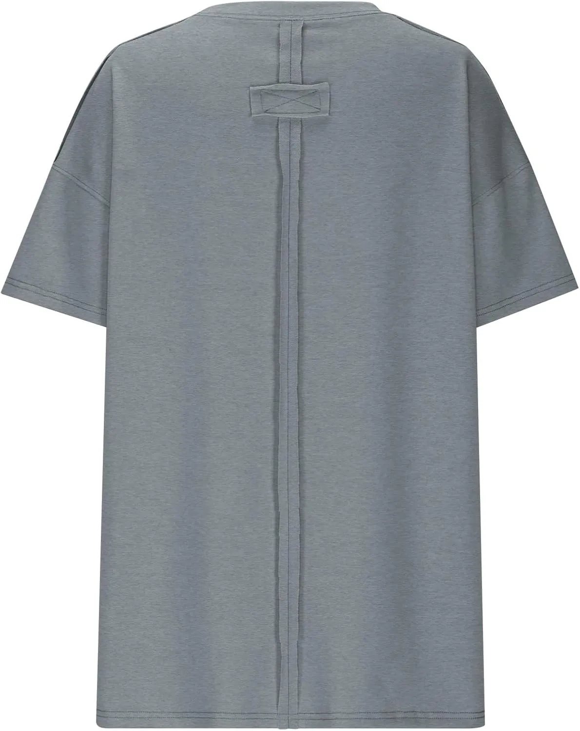 Oversized Tshirts for Women Patchwork Side Slit Summer Tops Crewneck Short Sleeve Shirts Blouses Workout Y2k Clothing