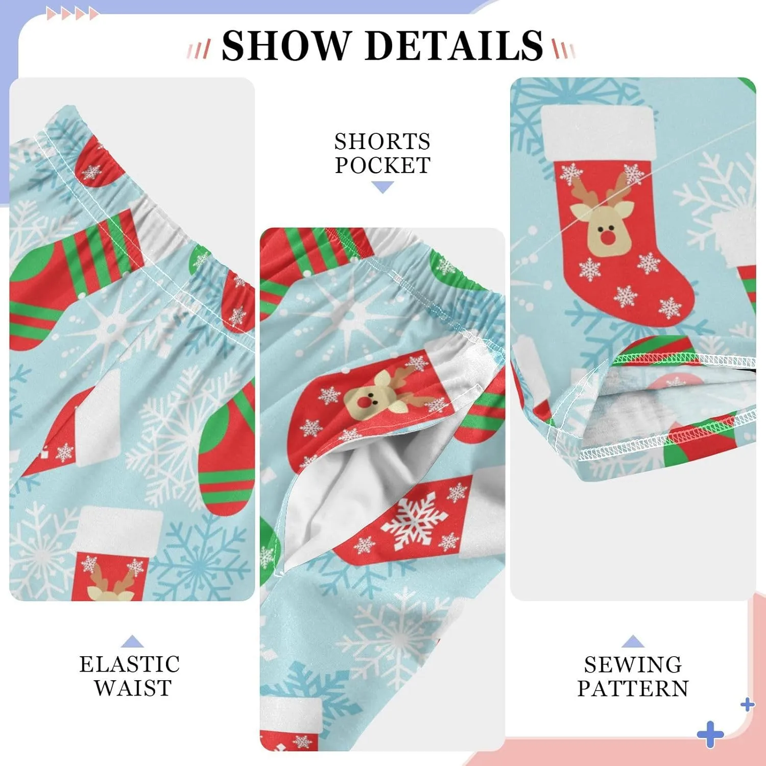 Pigsaly Boys' Pajama Bottoms Christmas Stockings Deer Long Bottoms Winter Snowflake Star Jogger Pants S
