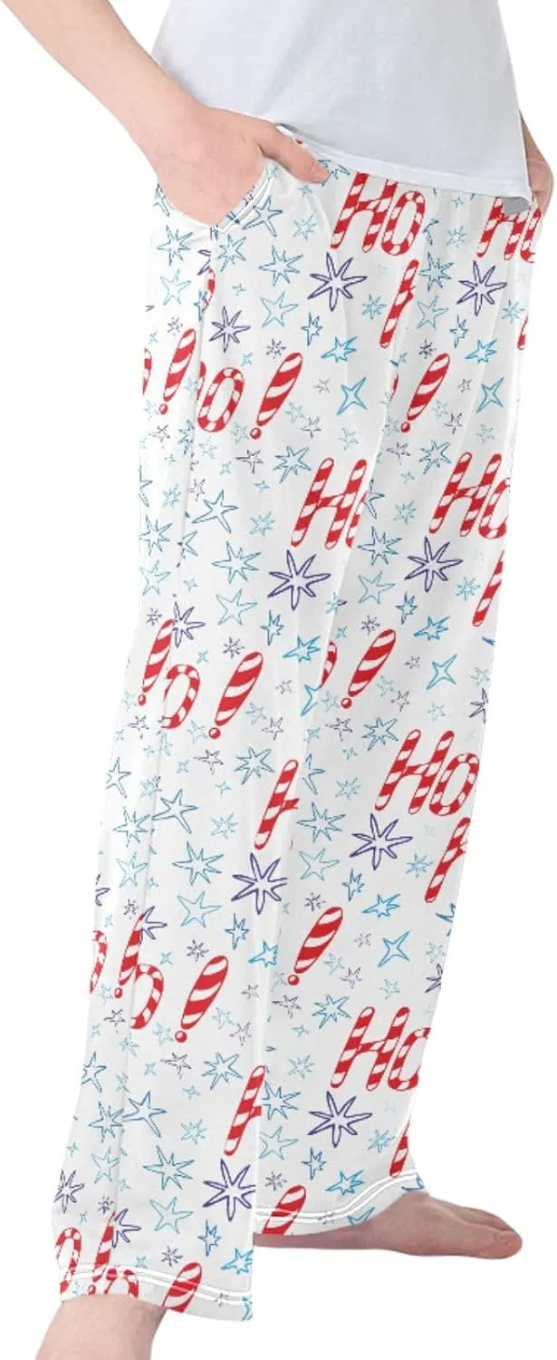 Pigsaly Boys' Pajama Bottoms Red Xmas Stars Candy Cane Long Bottoms Christmas Hohoho Jogger Pants Elastic Waist Trousers S