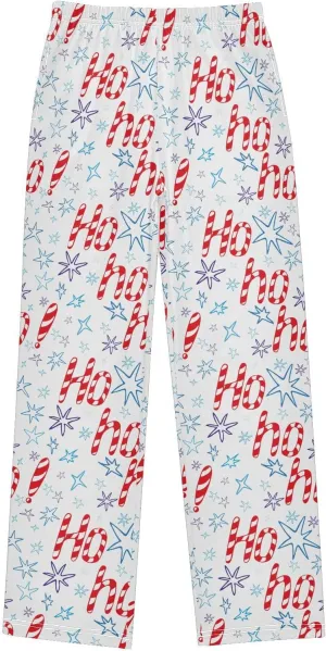 Pigsaly Boys' Pajama Bottoms Red Xmas Stars Candy Cane Long Bottoms Christmas Hohoho Jogger Pants Elastic Waist Trousers S