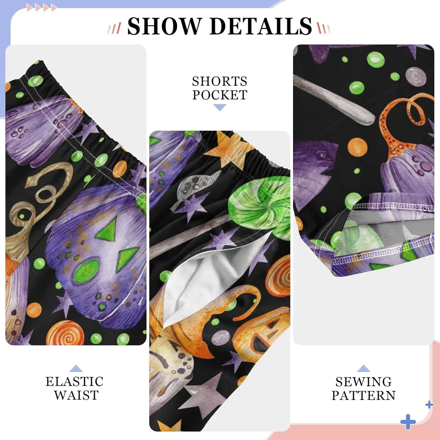 Pigsaly Boys' Pants Halloween Magic Pumpkins Long Bottoms Candy Stars Witch Hat Jogger Pants Elastic Waist Trousers S
