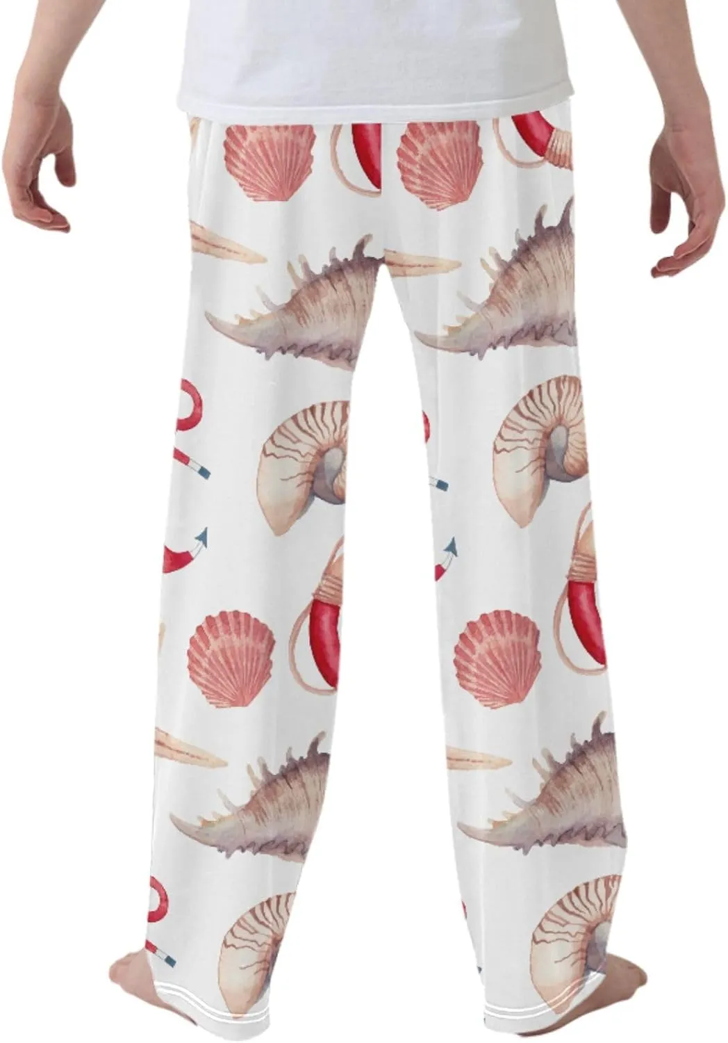 Pigsaly Boys' Pants Sea Shells Stars Anchor Long Bottoms Red White Lifebuoy Jogger Pants Elastic Waist Trousers Pockets S