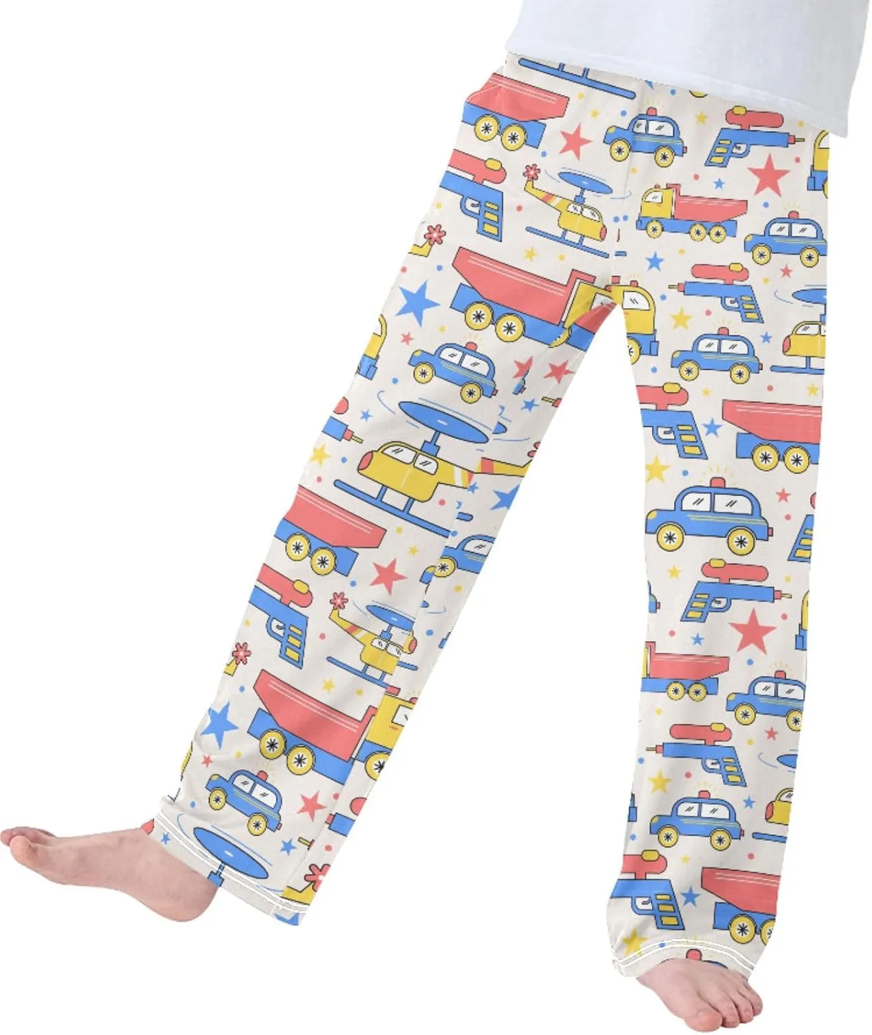 Pigsaly Boys' Pants Toys Car Truck Long Bottoms Star Gun Helicopter Jogger Pants Elastic Waist Trousers with Pockets S