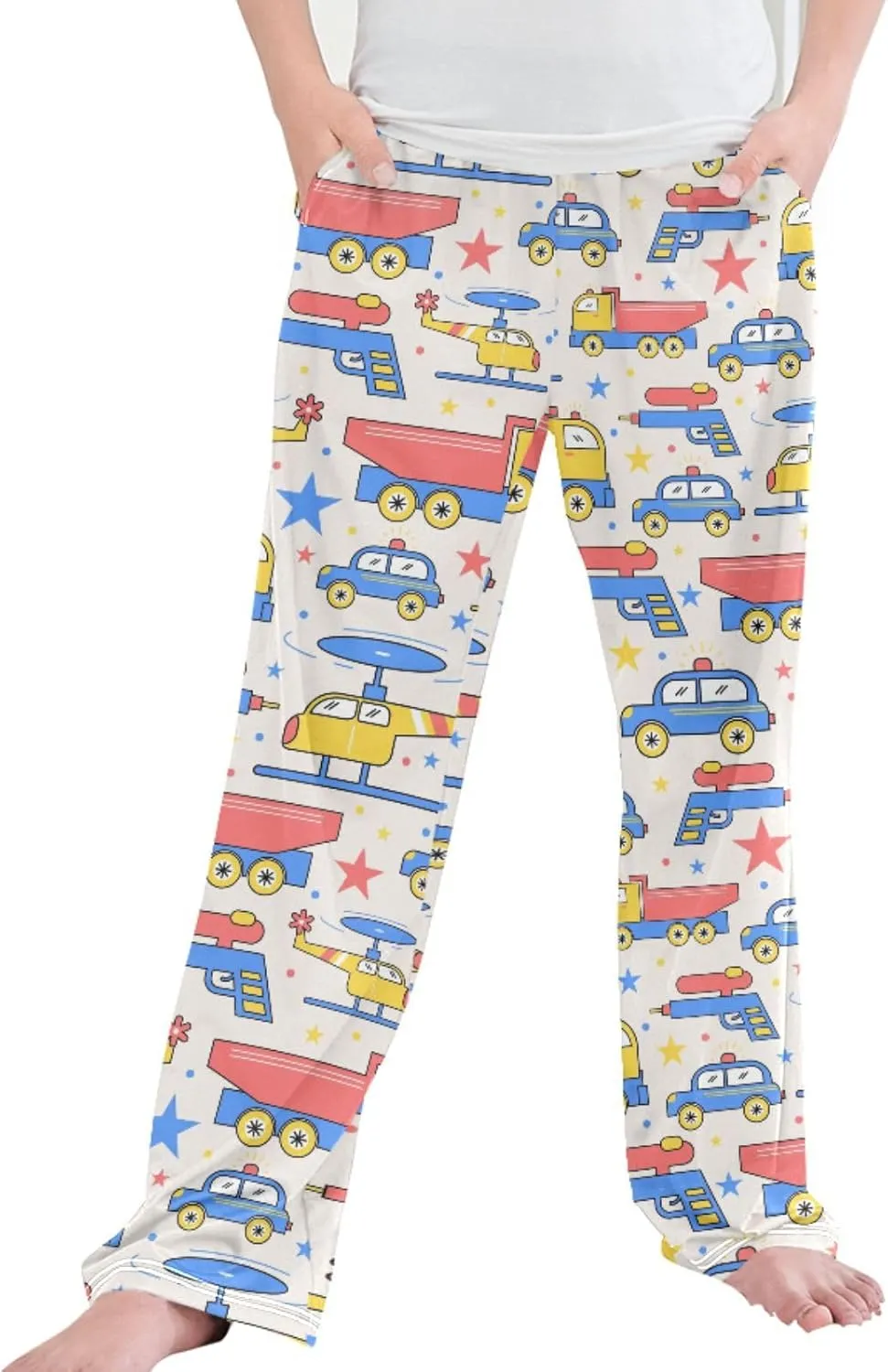 Pigsaly Boys' Pants Toys Car Truck Long Bottoms Star Gun Helicopter Jogger Pants Elastic Waist Trousers with Pockets S