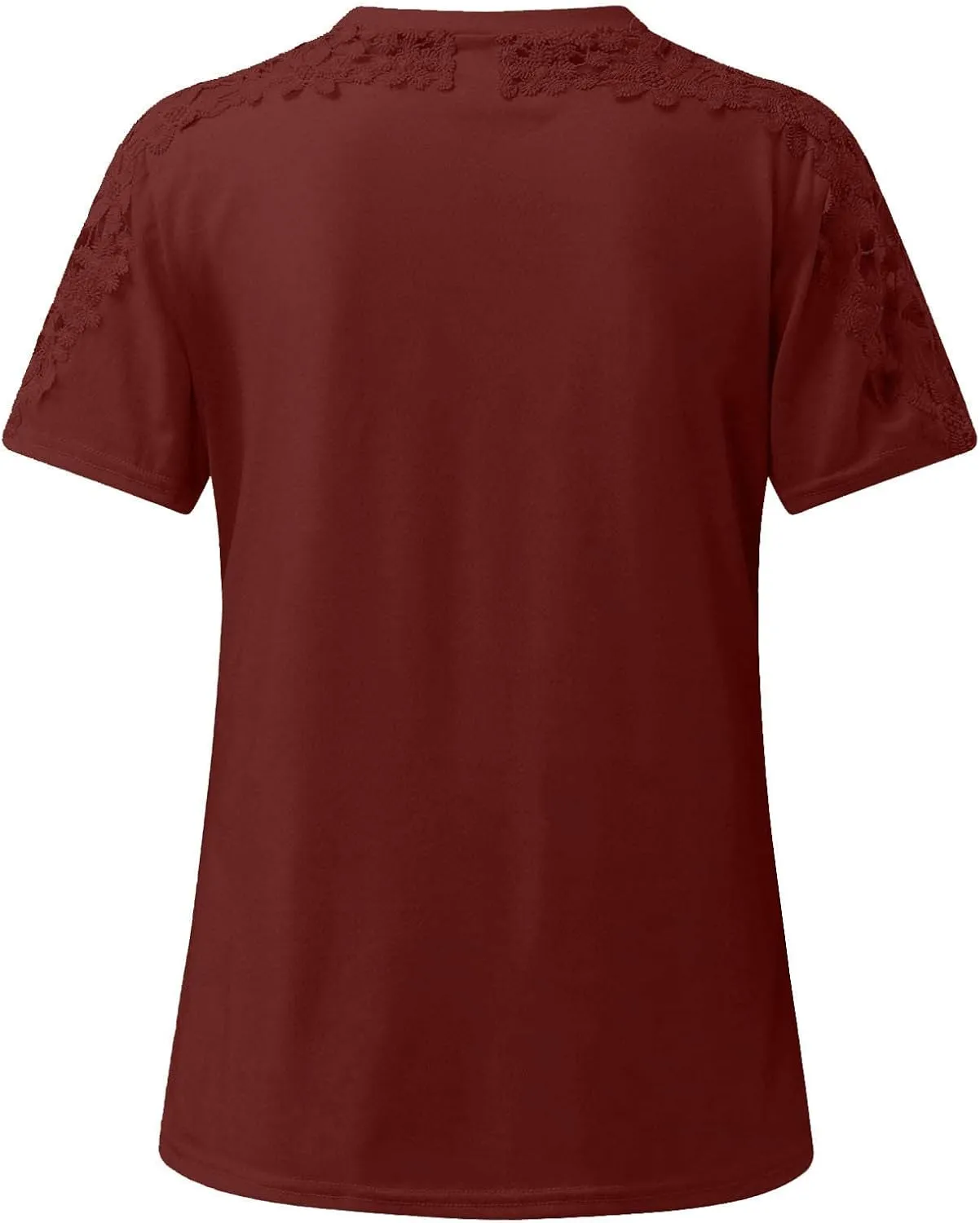Plain T Shirts for Women 2023 Dressy Casual Short Sleeve Lace Blouse Sexy Crew Neck Solid Summer Top Classic Work Tee
