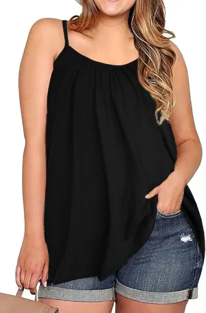 Plus Size Tank Tops for Women Boho Floral Loose Cami Spaghetti Strap Tunic Blouses