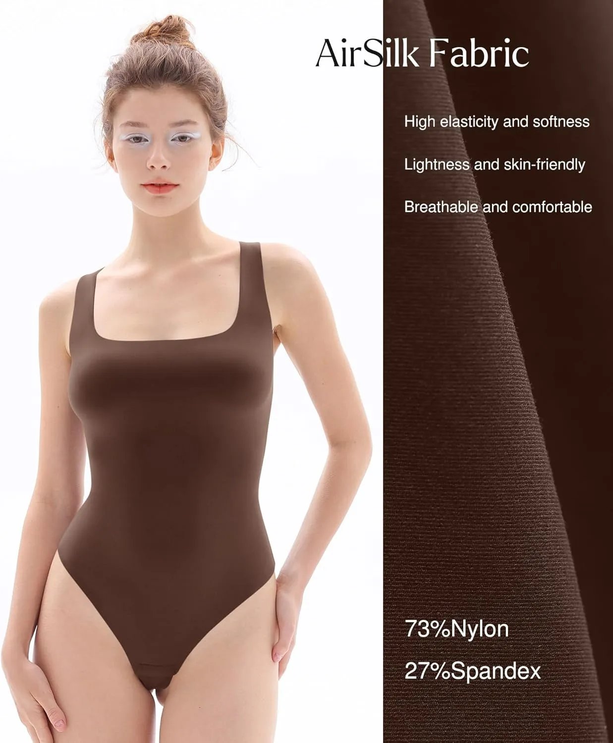 Popilush Double Lined Square Neck Body suits Backless Bodysuit Tank Tops Comfortable Bodysuits Tops
