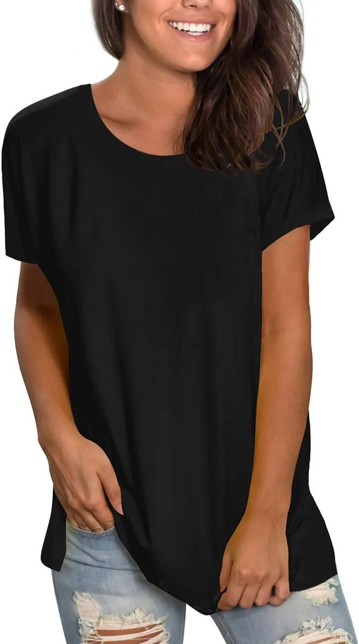 Saloogoe Womens Loose Fit Tshirts Short Sleeve Summer Tops Casual Workout Yoga Tunic T Shirts Tops