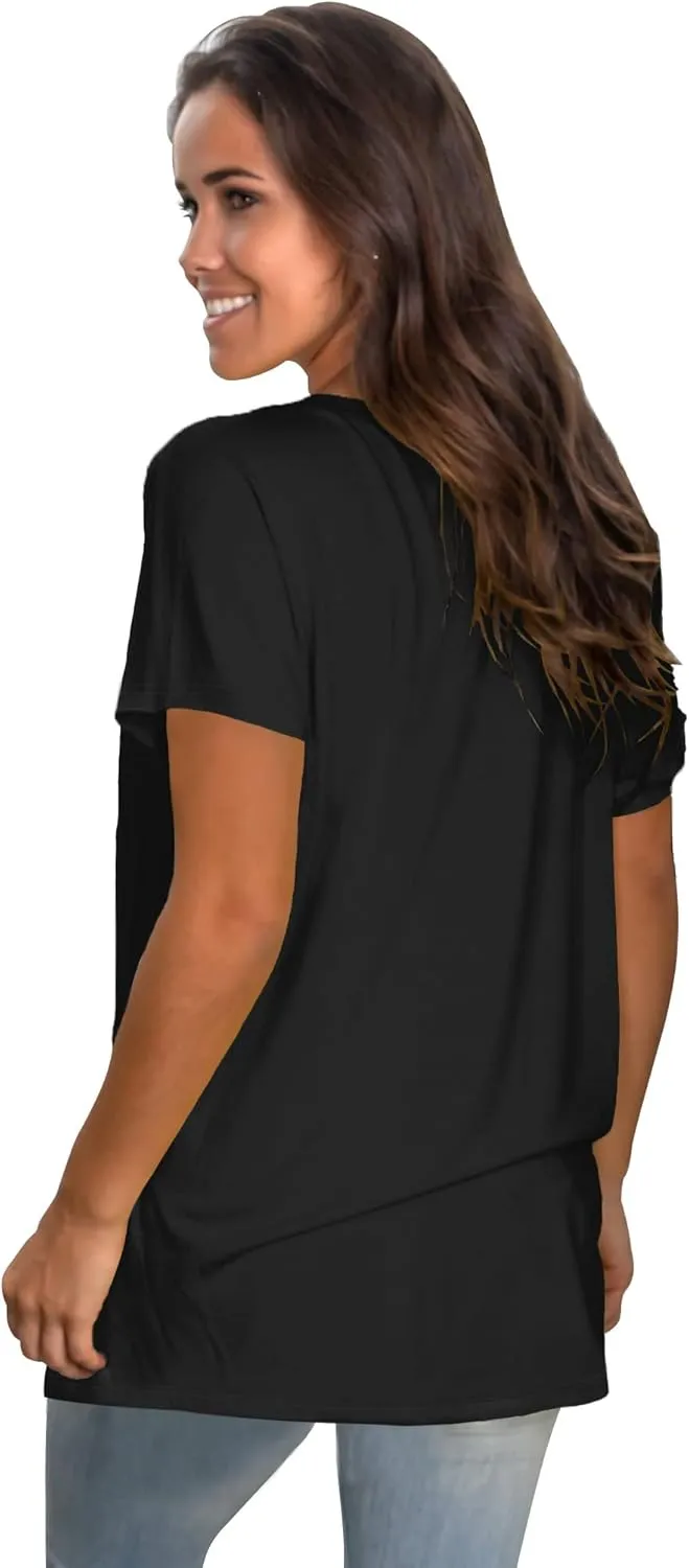 Saloogoe Womens Loose Fit Tshirts Short Sleeve Summer Tops Casual Workout Yoga Tunic T Shirts Tops