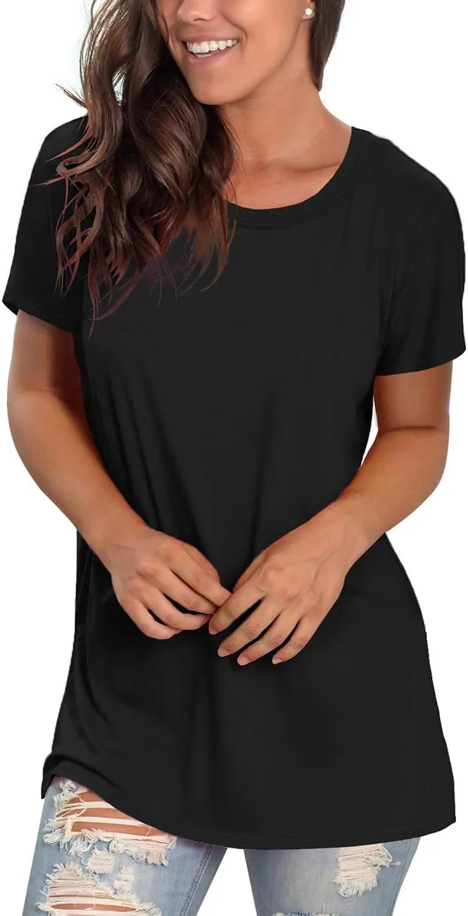 Saloogoe Womens Loose Fit Tshirts Short Sleeve Summer Tops Casual Workout Yoga Tunic T Shirts Tops