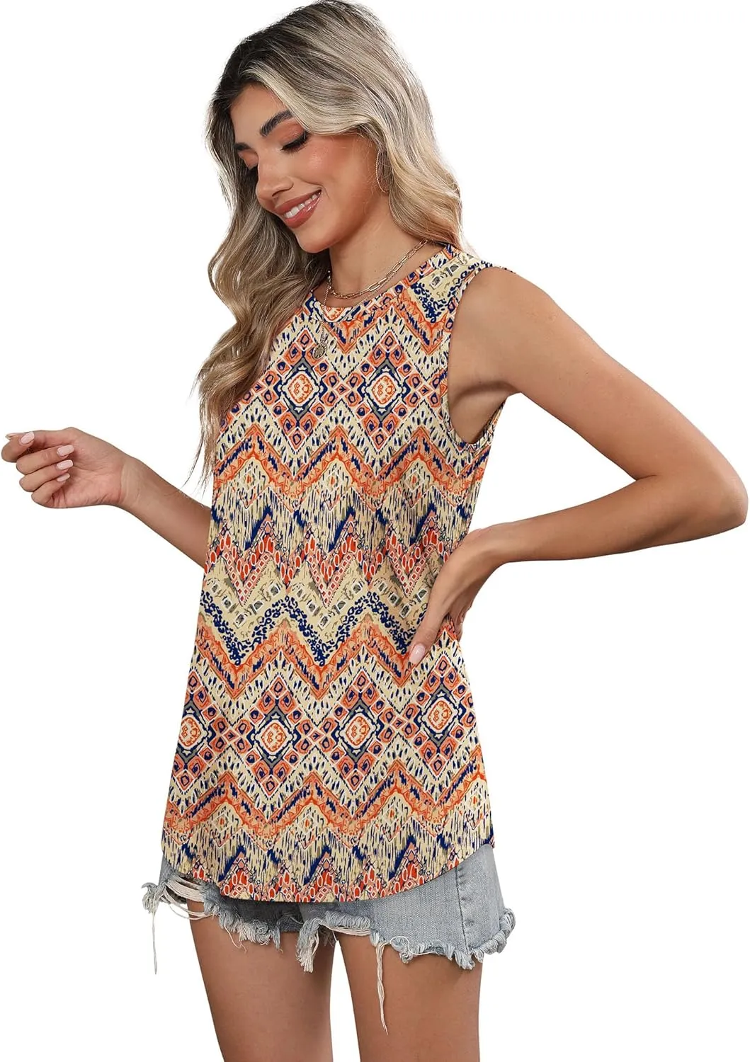 SAMPEEL Womens Tank Tops Loose Casual Summer Tops Crew Neck Basic Sleeveless Shirts Trendy 2025