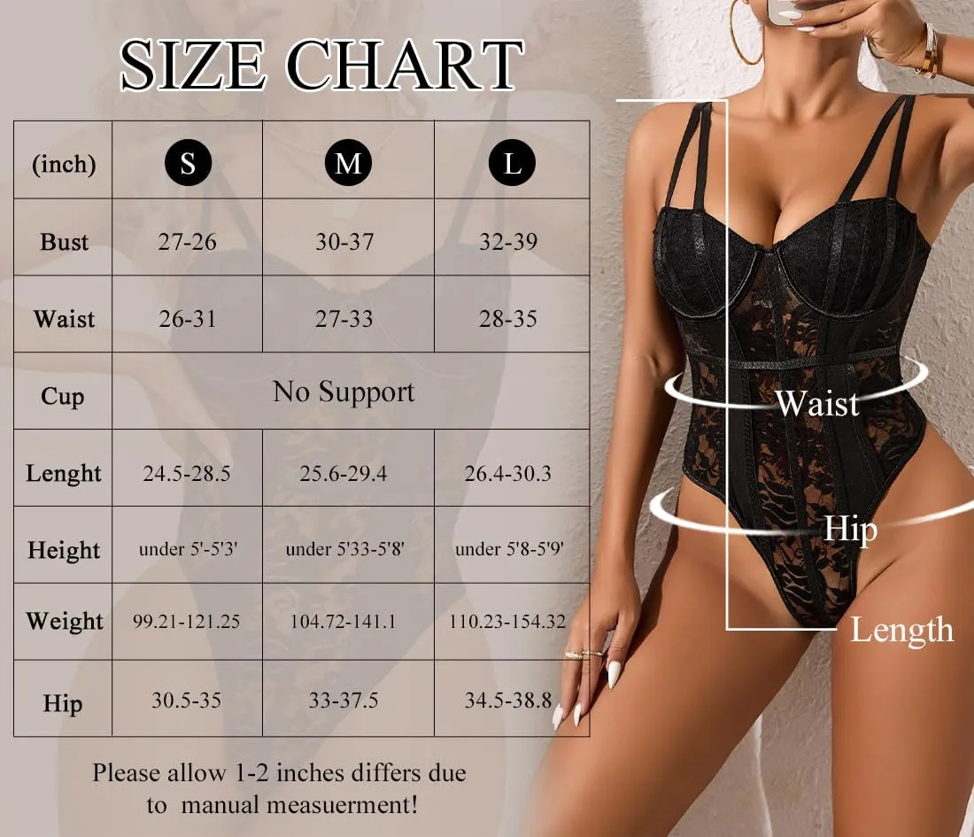 Sexy Lingerie for Woman Lace Bodysuit Snap Crotch One Piece Babydoll Sexy Nightwear