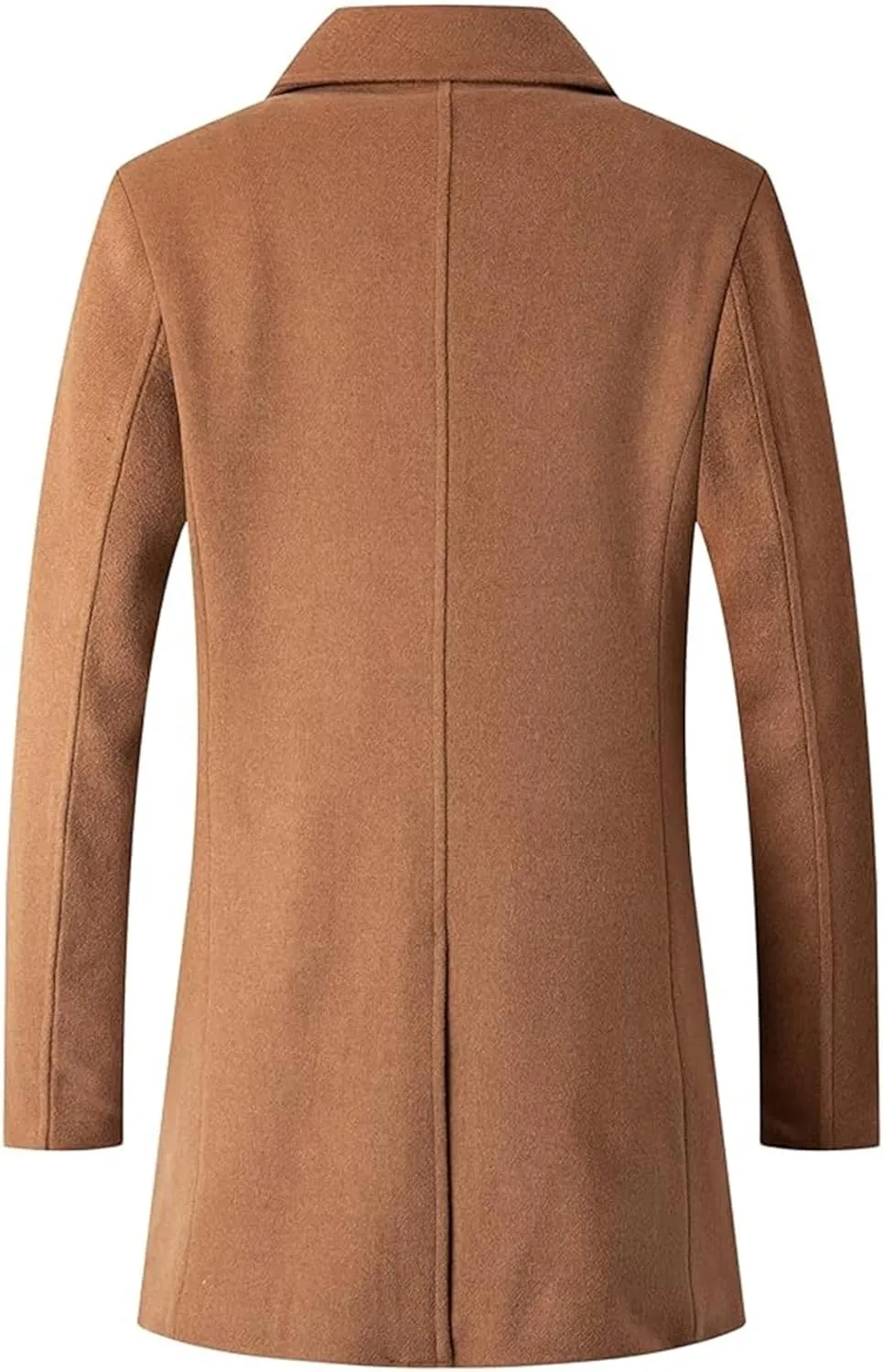 Sexyshine Mens Woolen Blend Trench Coat Pea Coat Double Breasted Notched Lapel Regular Fit Winter Business Overcoat